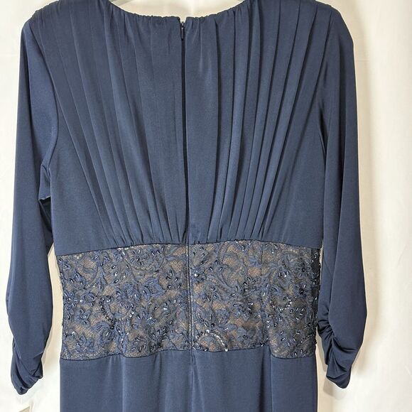 NWT Tadashi Shoji Twist-Drape Dress Long Sleeve Knot Front Sz XL Flattering MOB - Picture 5 of 12